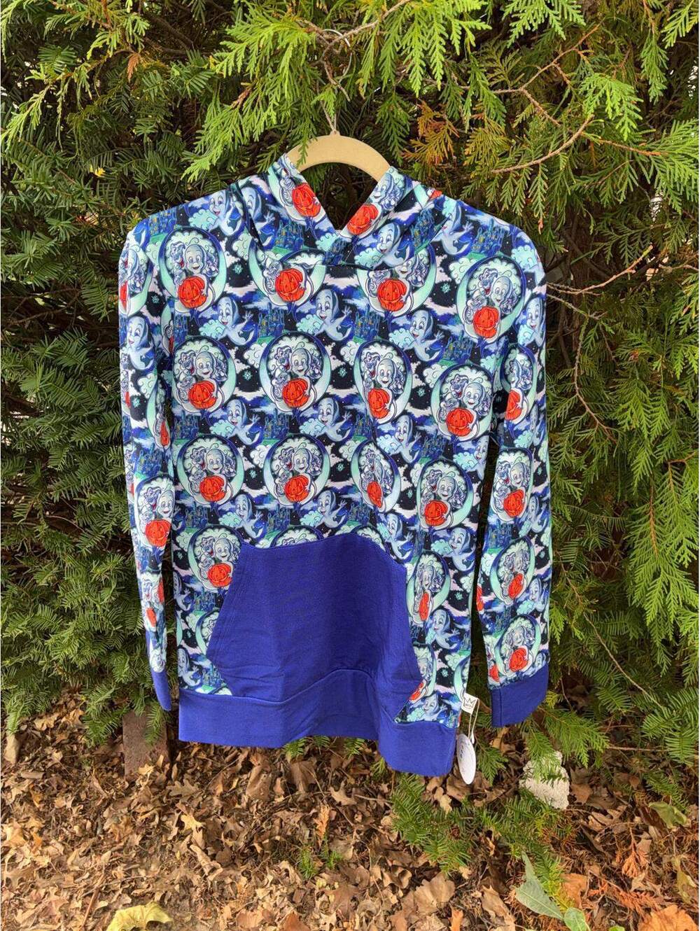 Serial Bamboo Friendly Ghosts Womens French Terry Hoodie Large NWT